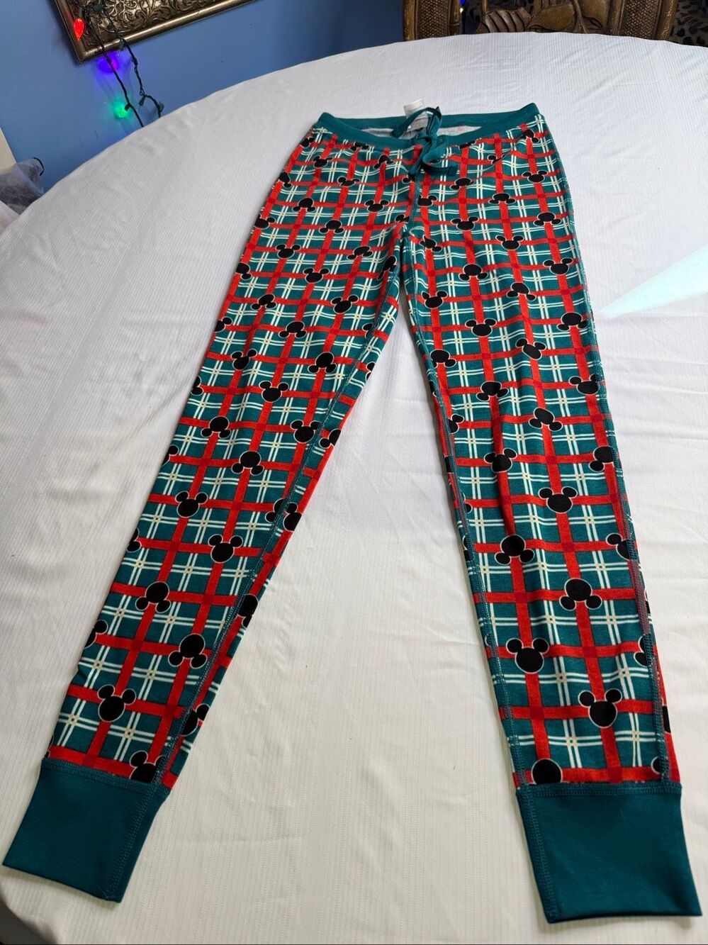 Hanna Andersson Disney Mickey Mouse Holiday Christmas Plaid Pajama Pants Small